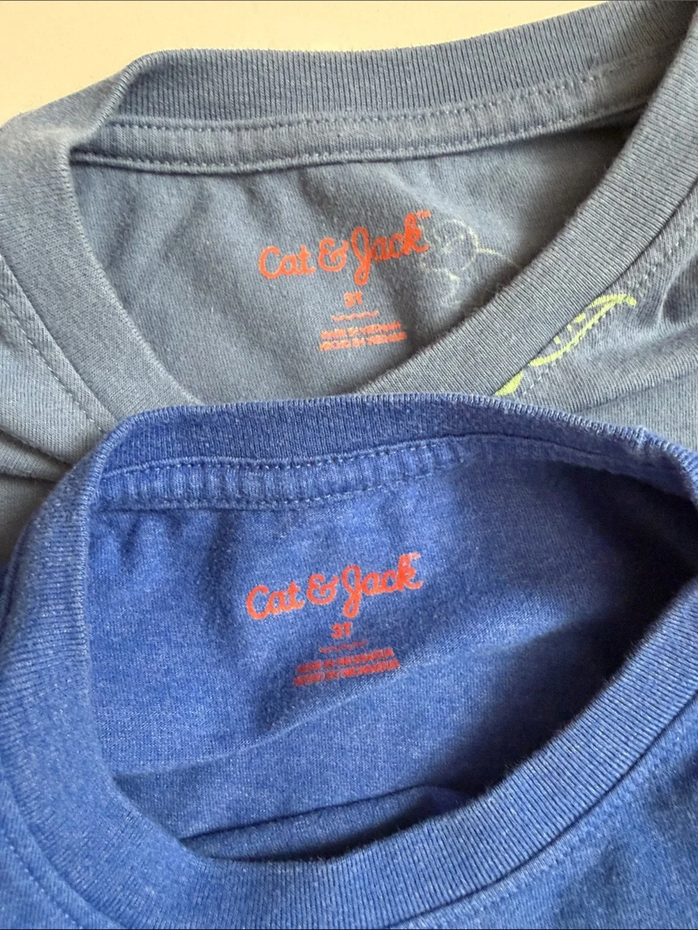Bundle Cat & Jack Boys Tees Size 3T Navy and Gray Short-Sleev
